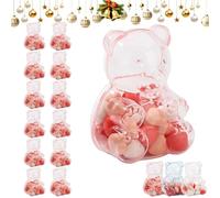 Gummy Bear Containers Plastic, 12 Pack Teddy Bear Jar, Clear Gummy Bear Container, Fillable Treat Holders for Valentine’s Day, Birthday, Wedding & Party Favors(Pink)