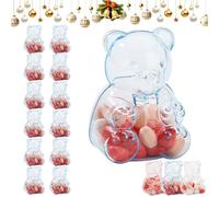 Gummy Bear Containers Plastic, 12 Pack Teddy Bear Jar, Clear Gummy Bear Container, Fillable Treat Holders for Valentine’s Day, Birthday, Wedding & Party Favors(Blue)
