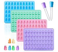 Gummy Bear Silicone Molds 4 PCS, KKDINDAN Mini Size Chocolate Gummy Molds with 2 Droppers, BPA Free Food Grade Platinum Silicone Molds, Nonstick Candy Molds, KK-GM01