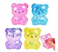 Gummy Bear Squishy, Bear Squishy Toys for Anxiety Relief and Sensory Needs, Sugar Squishies Sensory Tools with 4 Pack Cute Bear Design in Blue Purple Yellow Pink, 6x4 cm