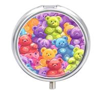 Gummy Bears Candies Pill Case Travel Medicine Organizer Box | 3 Compartment Pill Box for Pocket Purse