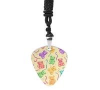 Gummy Bears Candy Ribbons Womens Guitar Pick Necklace for Men Pendant with Chain Music Accessory