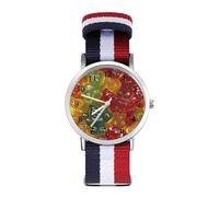 Gummy Bears Unisex Wrist Watches Nylon Strap Analog Quartz Watch for Daily Wear