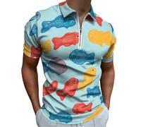 Gummy Fish Candy Golf Shirts for Men Short Sleeve Poloshirt Collared Casual Mens Tees