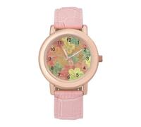 Gummy Flower Candy Fashion Women's Wrist Watches Analogue 3 Hand Leather Strap Quartz Watch