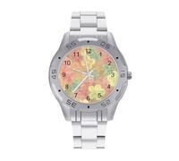 Gummy Flower Candy Men's Wrist Watches Stainless Steel Strap Business Quartz Watch for Daily Wear