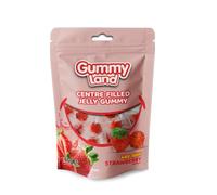 Gummy Land Centre Filled Jelly Gummies Strawberry Flavour Soft Chewy Sweets 65g x 12 Packs | Juice Filled Gummy Candy | Fruity Strawberry Jelly Sweets | Sharing & Party Treats