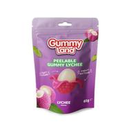 Gummy Land Peelable Gummy Lychee Flavour Soft Chewy Jelly Sweets 65g x 12 Packs | Fruity Peelable Candy | Exotic Lychee Gummies | Novelty Sharing Treats
