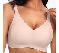 Gummy Push up Bra, Seamless Scalloped Push-up Bra, Womens Comfortable Support Bras (UK, Alpha, M, Regular, Regular, Skin)