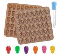Gummy Skull Candy Molds, 2 Pack 40 Cavity Mini Skull Silicone Molds with Dropper for Chocolate, Candy, Jelly