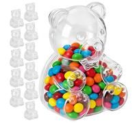 Gummys Bear Container For Valentine's Day | 12 PCS Bear Shape Container | Clear Candy Jars | For Gummy Coffee Bean Sugar Tea Chocolate Wedding Valentines Party Festive Display