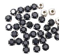 Gumney 100pcs Sew on Rhinestones 4mm Round Crystal Gems Metal Claw Flatback Sewing Rhinestones for Bags Clothes Shoes Hats DIY Accessories, Black