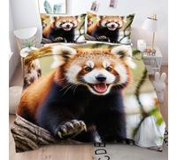 Gumntun 3PCS King Bedding Set 94"x 86" Brown Raccoon, 3D Machine Washable Shrink Resistant Duvet Cover, Quilt Cover with 2 Pillowcases 19" x 29"_1310a