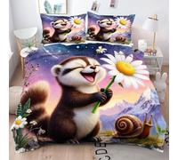 Gumntun 3PCS King Bedding Set 94"x 86" Caricature Raccoon, 3D Machine Washable Shrink Resistant Duvet Cover, Quilt Cover with 2 Pillowcases 19" x 29"_2038a