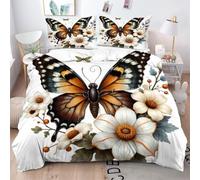 Gumntun Bedding Set King 240x220 Butterfly and Flowers, Fashionable Patterns and Unmatched Comforter Cover Set, Microfiber Quilt Cover with 1 Duvet Cover 94"x 86" & 2 Pillowcases 19" x 29"_B14429