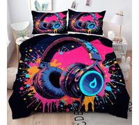 Gumntun Bedding Set King 240x220 cm 3D Headset Adult, Fashionable Patterns and Unmatched Comforter Cover Set, Microfiber Quilt Cover with 1 Duvet Cover 94"x 86" & 2 Pillowcases 19" x 29"_B15041