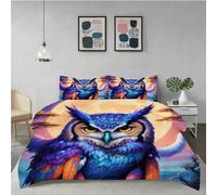 Gumntun Bedding Set King 240x220 cm Animal Owl, Fashionable Patterns and Unmatched Comforter Cover Set, Microfiber Quilt Cover with 1 Duvet Cover 94"x 86" & 2 Pillowcases 19" x 29"_6453a