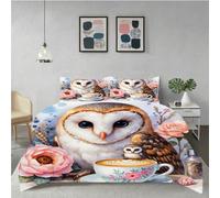 Gumntun Bedding Set King 240x220 cm Animal Owl, Fashionable Patterns and Unmatched Comforter Cover Set, Microfiber Quilt Cover with 1 Duvet Cover 94"x 86" & 2 Pillowcases 19" x 29"_6390a
