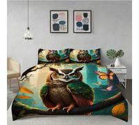 Gumntun Bedding Set King 240x220 cm Animal Owl, Fashionable Patterns and Unmatched Comforter Cover Set, Microfiber Quilt Cover with 1 Duvet Cover 94"x 86" & 2 Pillowcases 19" x 29"_6401a