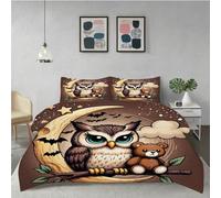 Gumntun Bedding Set King 240x220 cm Animal Owl, Fashionable Patterns and Unmatched Comforter Cover Set, Microfiber Quilt Cover with 1 Duvet Cover 94"x 86" & 2 Pillowcases 19" x 29"_6546a