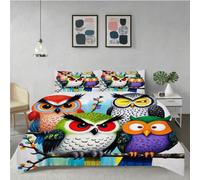 Gumntun Bedding Set King 240x220 cm Animal Owl, Fashionable Patterns and Unmatched Comforter Cover Set, Microfiber Quilt Cover with 1 Duvet Cover 94"x 86" & 2 Pillowcases 19" x 29"_6317a