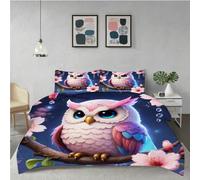 Gumntun Bedding Set King 240x220 cm Animal Owl, Fashionable Patterns and Unmatched Comforter Cover Set, Microfiber Quilt Cover with 1 Duvet Cover 94"x 86" & 2 Pillowcases 19" x 29"_6577a
