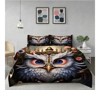 Gumntun Bedding Set King 240x220 cm Animal Owl, Fashionable Patterns and Unmatched Comforter Cover Set, Microfiber Quilt Cover with 1 Duvet Cover 94"x 86" & 2 Pillowcases 19" x 29"_6297a