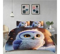 Gumntun Bedding Set King 240x220 cm Animal Owl, Fashionable Patterns and Unmatched Comforter Cover Set, Microfiber Quilt Cover with 1 Duvet Cover 94"x 86" & 2 Pillowcases 19" x 29"_6598a