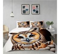 Gumntun Bedding Set King 240x220 cm Animal Owl, Fashionable Patterns and Unmatched Comforter Cover Set, Microfiber Quilt Cover with 1 Duvet Cover 94"x 86" & 2 Pillowcases 19" x 29"_6629a