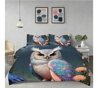 Gumntun Bedding Set King 240x220 cm Animal Owl, Fashionable Patterns and Unmatched Comforter Cover Set, Microfiber Quilt Cover with 1 Duvet Cover 94"x 86" & 2 Pillowcases 19" x 29"_6369a