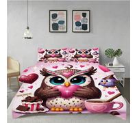 Gumntun Bedding Set King 240x220 cm Animal Owl, Fashionable Patterns and Unmatched Comforter Cover Set, Microfiber Quilt Cover with 1 Duvet Cover 94"x 86" & 2 Pillowcases 19" x 29"_6359a