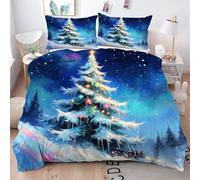 Gumntun Bedding Set King 240x220 cm Christmas Tree, Fashionable Patterns and Unmatched Comforter Cover Set, Microfiber Quilt Cover with 1 Duvet Cover 94"x 86" & 2 Pillowcases 19" x 29"_6234a