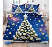 Gumntun Bedding Set King 240x220 cm Christmas Tree, Fashionable Patterns and Unmatched Comforter Cover Set, Microfiber Quilt Cover with 1 Duvet Cover 94"x 86" & 2 Pillowcases 19" x 29"_6203a