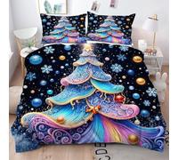 Gumntun Bedding Set King 240x220 cm Christmas Tree, Fashionable Patterns and Unmatched Comforter Cover Set, Microfiber Quilt Cover with 1 Duvet Cover 94"x 86" & 2 Pillowcases 19" x 29"_6213a