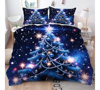 Gumntun Bedding Set King 240x220 cm Christmas Tree, Fashionable Patterns and Unmatched Comforter Cover Set, Microfiber Quilt Cover with 1 Duvet Cover 94"x 86" & 2 Pillowcases 19" x 29"_6224a