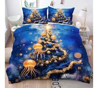 Gumntun Bedding Set King 240x220 cm Christmas Tree, Fashionable Patterns and Unmatched Comforter Cover Set, Microfiber Quilt Cover with 1 Duvet Cover 94"x 86" & 2 Pillowcases 19" x 29"_6172a