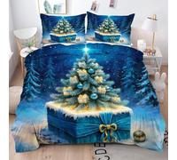 Gumntun Bedding Set King 240x220 cm Christmas Tree, Fashionable Patterns and Unmatched Comforter Cover Set, Microfiber Quilt Cover with 1 Duvet Cover 94"x 86" & 2 Pillowcases 19" x 29"_6120a