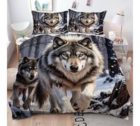 Gumntun Bedding Set King 240x220 cm Grey Animal Wolves Adult, Fashionable Patterns and Unmatched Comforter Cover Set, Microfiber Quilt Cover with 1 Duvet Cover 94"x 86" & 2 Pillowcases 19" x 29"_1440a