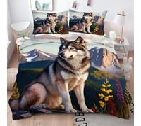Gumntun Bedding Set King 240x220 cm Grey Animal Wolves, Fashionable Patterns and Unmatched Comforter Cover Set, Microfiber Quilt Cover with 1 Duvet Cover 94"x 86" & 2 Pillowcases 19" x 29"_1429a