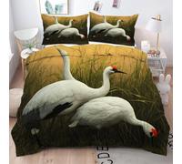Gumntun Bedding Set King 240x220 cm White Crane, Fashionable Patterns and Unmatched Comforter Cover Set, Microfiber Quilt Cover with 1 Duvet Cover 94"x 86" & 2 Pillowcases 19" x 29"