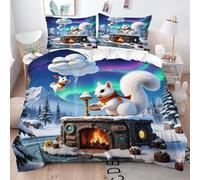 Gumntun Bedding Set King 240x220 cm White Squirrel Child, Fashionable Patterns and Unmatched Comforter Cover Set, Microfiber Quilt Cover with 1 Duvet Cover 94"x 86" & 2 Pillowcases 19" x 29"_B11153