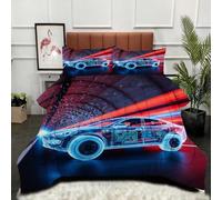 Gumntun Comforter Insert King Size 3D Sports Car for Adults, Double Bed Down Alternative Quilt, Ultra-Soft Plush Breathable 3 Psc Duvet 90"x 86" (230x220cm) + 2 Pillowcases 19" x 29" (50x75cm)_B14338
