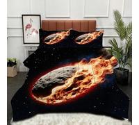 Gumntun Comforter Insert King Size Planet With Flames, Double Bed Down Alternative Quilt, Ultra-Soft Plush Breathable 3 Psc Duvet 90"x 86" (230x220cm) + 2 Pillowcases 19" x 29" (50x75cm)_B15310