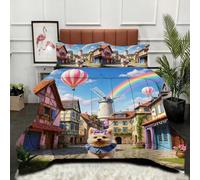 Gumntun Comforter Insert King Size Rainbow Animal Dog, Double Bed Down Alternative Quilt, Ultra-Soft Plush Breathable 3 Psc Duvet 90"x 86" (230x220cm) + 2 Pillowcases 19" x 29" (50x75cm)_B11302