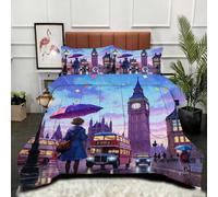 Gumntun Comforter Insert Super King Size Animated Boy Street, Lightweight Down Alternative Duvet, Fluffy Microfibre Super King Quilt for Kids, Teens, and Adults 102"x 86" (260x220 cm)_B10398