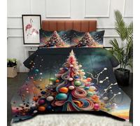 Gumntun Comforter Insert Super King Size Colourful Christmas Tree, Lightweight Down Alternative Duvet, Fluffy Microfibre Super King Quilt for Kids, Teens, and Adults 102"x 86" (260x220 cm)_24062a
