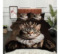 Gumntun Comforter Insert Super King Size Grey 3D Crown Cat, Lightweight Down Alternative Duvet, Fluffy Microfibre Super King Quilt for Kids, Teens, and Adults 102"x 86" (260x220 cm)_24554a