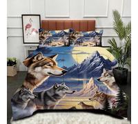 Gumntun Comforter Set 3 Psc Double 3D Animal Wolf, Lightweight Skin Friendly Quilt, Double-Stitched Duvet Double Size 78"x 78" (200x200 cm) with 2 Pillowcases 19" x 29" (50x75cm)_B15969