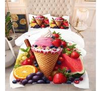 Gumntun Comforter Set 3 Psc Double Colourful Ice Cream Cone, Lightweight Skin Friendly Quilt, Double-Stitched Duvet Double Size 78"x 78" (200x200 cm) with 2 Pillowcases 19" x 29" (50x75cm)