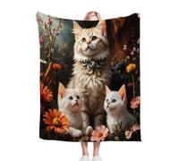 Gumntun Double Flannel Blanket Thick 130x150 cm Three Kittens, Soft Cozy Plush Fluffy Sofa Blanket for Bed Bedspread Travel Couch, Lightweight Thermal Throw 50x60 Inch for Adult Teens_196a